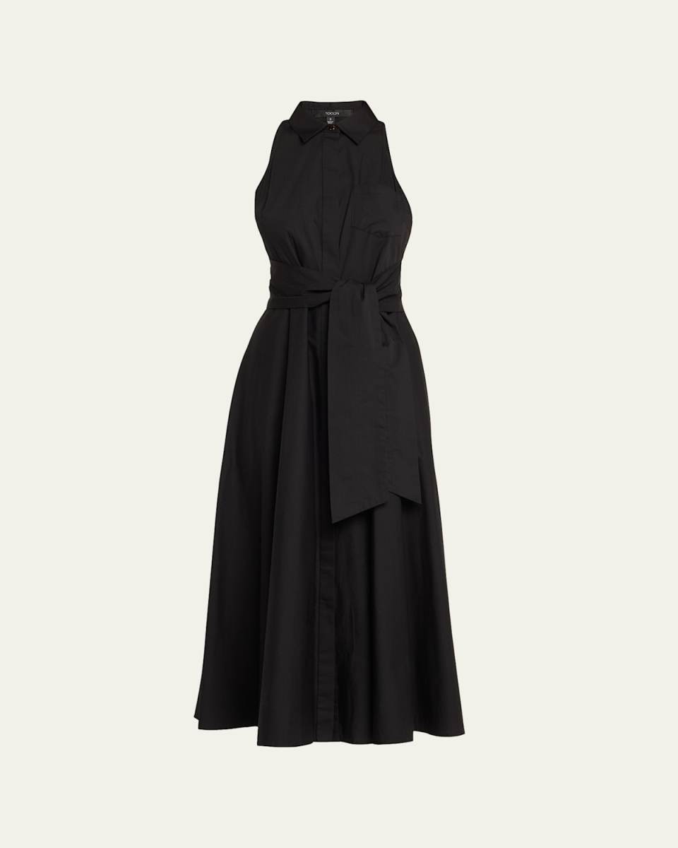 Chelsea Sleeveless Tie-Front Midi Shirtdress